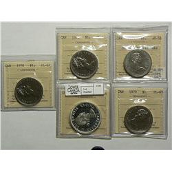 Dollar 1963 ICCS PL-64 Cam, 1970 ICCS PL-64, 1970 ICCS PL-65, 1970 ICCS PL-65, 1974 ICCS AU-55 Doubl