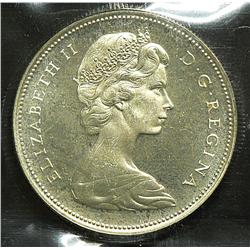 Dollar 1965, graded ICCS PL-65, Large Beads, Blunt 5, Cameo.