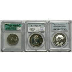 Dollar 1971PCGS PR67 Cameo BC - Silver, 1974 ICG AU-55 Double Yoke, 2002 PCGS PR67 Deep Cam Queen Mo