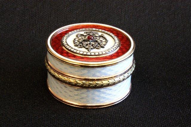 Russian gold enamel & diamond box
