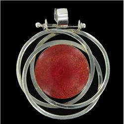 Sterling Red Coral Pendant (JEW-1925)