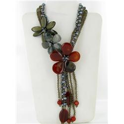 1450ct Agate Pearl MOP & Crystal Necklace (JEW-2494)