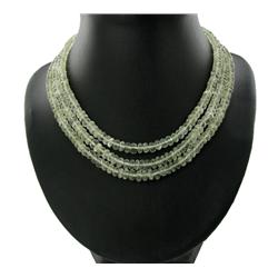 395ct Natrl Green Aquamarine Beryl Beads Necklace (JEW-2419)