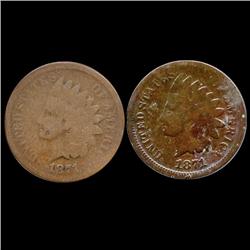1871 Indian Cent Pair Circulated RARE (COI-7474)