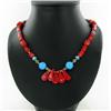 253ct Turquoise Red Coral & Nickel Bead Necklace (JEW-2179)