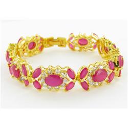 150ctw Lab Dia/Ruby 22k Gold Vermeil Bracelet (JEW-2345)