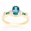1.42Ct London Blue Topaz 10 Diamond 9K Gold Ring (JEW-9173X)