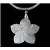 18k WG Plated Mother o Pearl Lg Plumeria Necklace (JEW-1961)