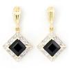 2.16Ct Black Sapphire 16 Diamond 9K Gold Earrings (JEW-9032X)