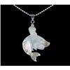 18k WG Plated Mother of Pearl Shark Necklace (JEW-1974)
