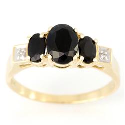 2.84Ct Black Sapphire Diamond Ring Yellow 9K Gold (JEW-9136X)