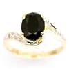 2.58Ct Huge Black Sapphire & Diamond 9K Gold Ring (JEW-9080X)