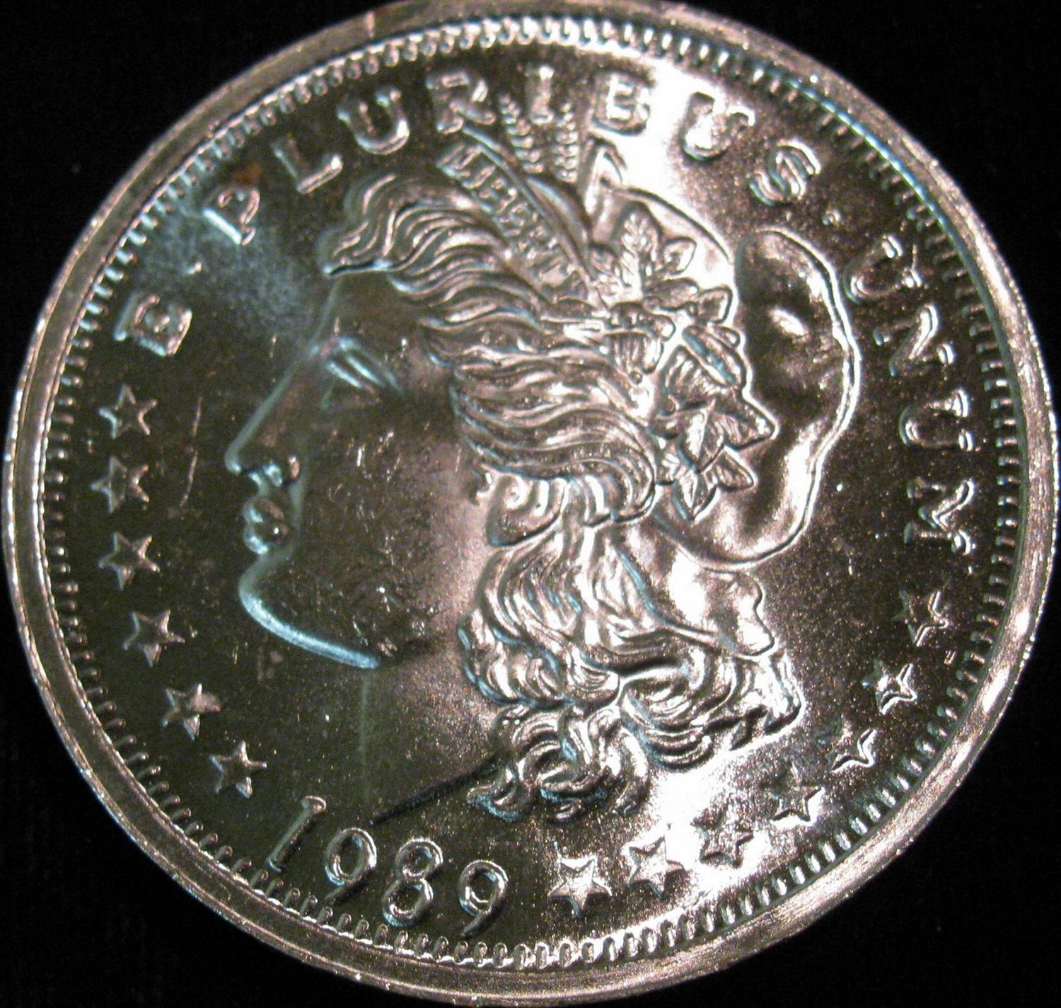 thumbnail image 2 of Lot Of 5 – Private Mint Morgan Dollar Tribute .999 Fine Silver Rounds – 1 Oz Each 2 of 5