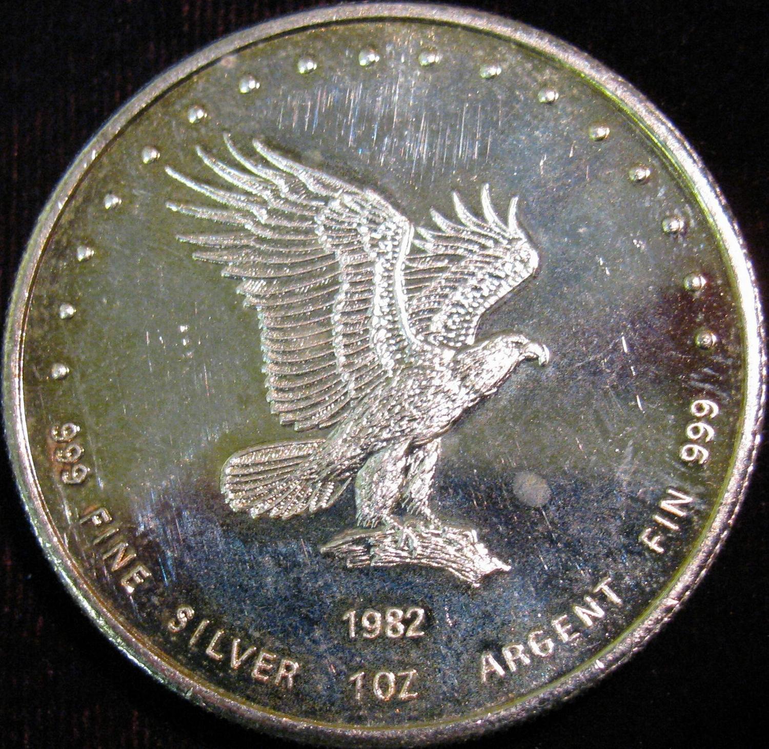 1982 Silver Eagle 1 oz .999 Fine Silver Round Monex International LTD