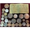Image 2 : 4. Collection of (28) Old U.S. & Foreign Coins, Paper Money & tokens. Includes some