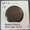 Image 1 : 117. 1842 U.S. Large Cent. F-12.