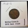 Image 1 : 224. 1910 S Lincoln Cent. F-12.