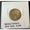 Image 1 : 264. 1916 P Buffalo Nickel. EF-AU. Light toning,