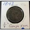 Image 1 : 936. 1843 US Large Cent. VG Gouge on Head.