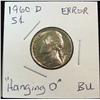 Image 1 : 1040. 1960D Jefferson Nickel BU Error