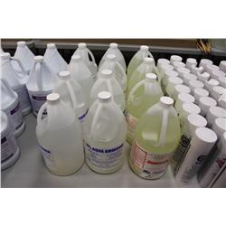 12 JUGS OF ASSORTED CHEMICALS