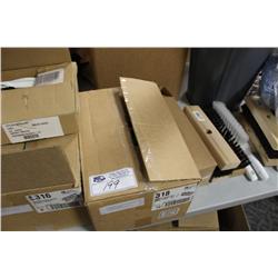 ASSORTED MOP HEADS & BROOM HEADS ON TABLE