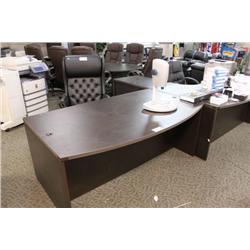 DARK WALNUT BOW FRONT EXECUTIVE DESK