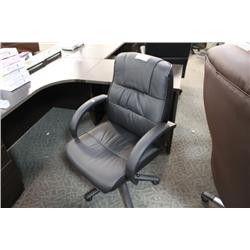 BLACK LEATHER MID BACK CHAIR