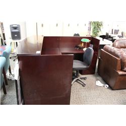 DARK MAHOGANY L-SHAPED RECEPTION COUNTER