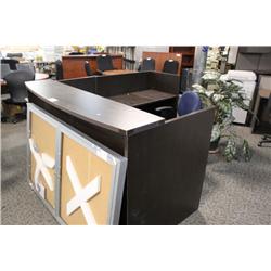 DARK WALNUT L-SHAPED RECEPTION DESK