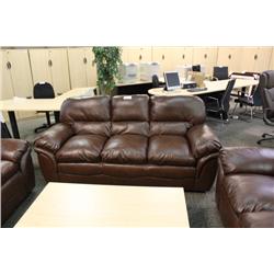 DARK BROWN LEATHER 3 PC SOFA SET INCLUDING:
