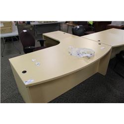 MAPLE L-SHAPED BOW FRONT EXECUTIVE DESK (LH)