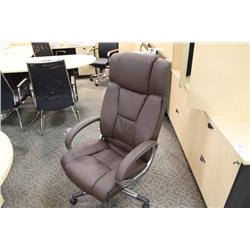 DARK BROWN LEATHER HIBACK EXECUTIVE CHAIR