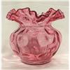 Image 1 : Cranberry Hand Blown Glass Ruffled Vase