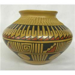 Mata Ortiz Textured Polychrome Pot by Jesus Tena