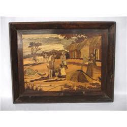 Islands Marquetry Picture in Wood Frame