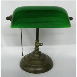 Vintage Green Glass Bankers Lamp