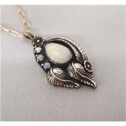 Navajo Silver Natural Opal Necklace
