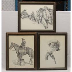 3 Framed Cowboy Prints by Jim Daly