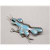 Image 1 : Zuni Silver Turquoise Channel Inlay Roadrunner Pin