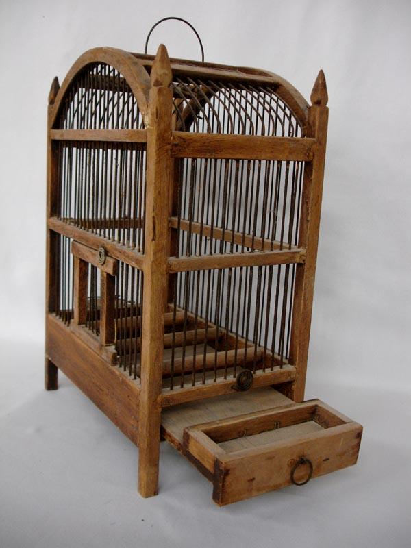 Antique Handmade Wood Bird Cage