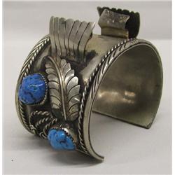 Navajo Silver Turquoise Watch Bracelet Hallmark