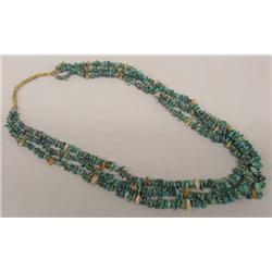 Navajo Turquoise Nuggets Heishi 3 Strand Necklace