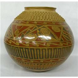 Mata Ortiz Textured Polychrome Pot by D. Gonzalez