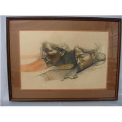 1975 Framed Original Navajo Painting by Clifford Beck