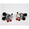 Image 1 : Zuni Silver Inlay Mickey Mouse Pierced Earrings