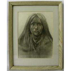 Original Pencil Sketch of Acoma Girl