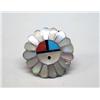 Image 1 : Zuni Sun Face Ring Shell, Turquoise, Coral, Jet