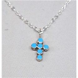 Zuni Sterling Turquoise Cross Necklace