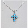 Image 1 : Zuni Sterling Turquoise Cross Necklace